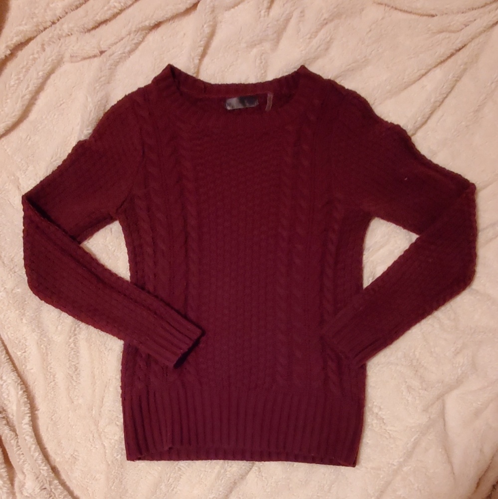 Burgundy Cable Knit Sweater